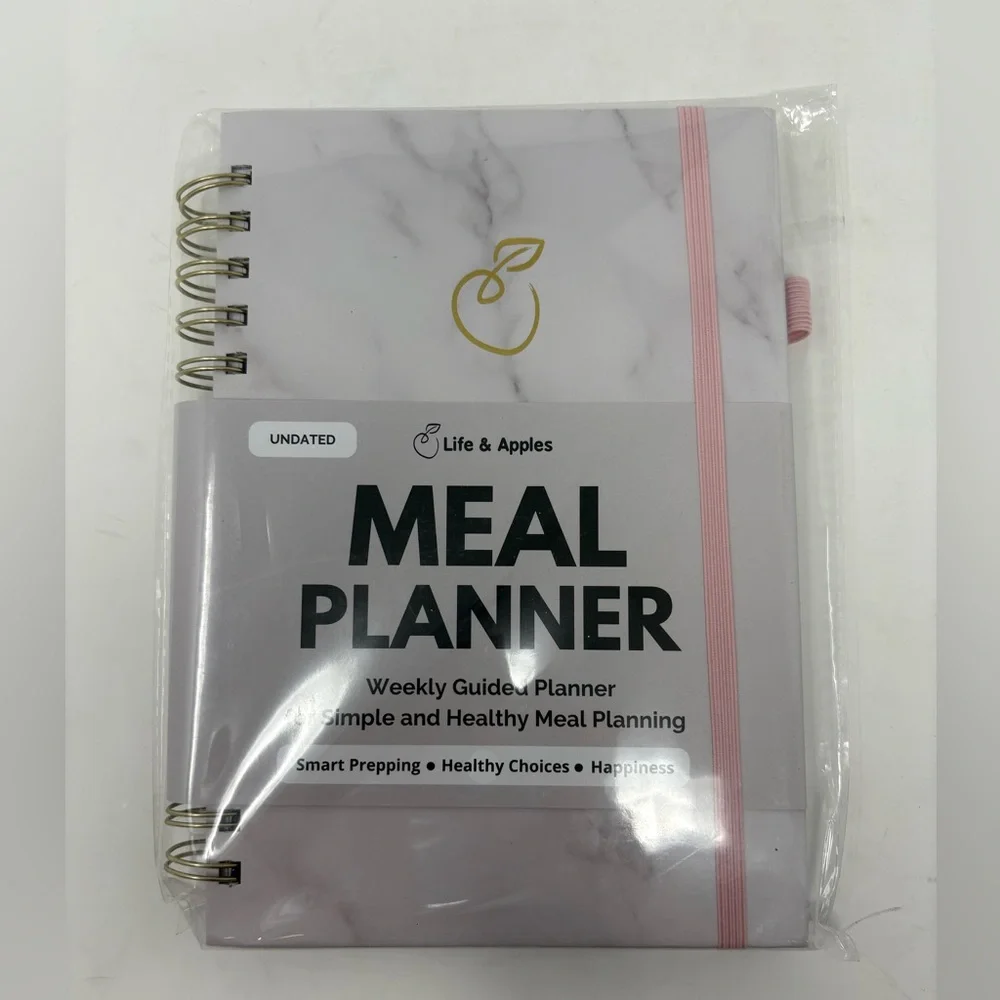 New Life & Apples The Meal Planner Weekly Guided Marble Cover Wellness Prep